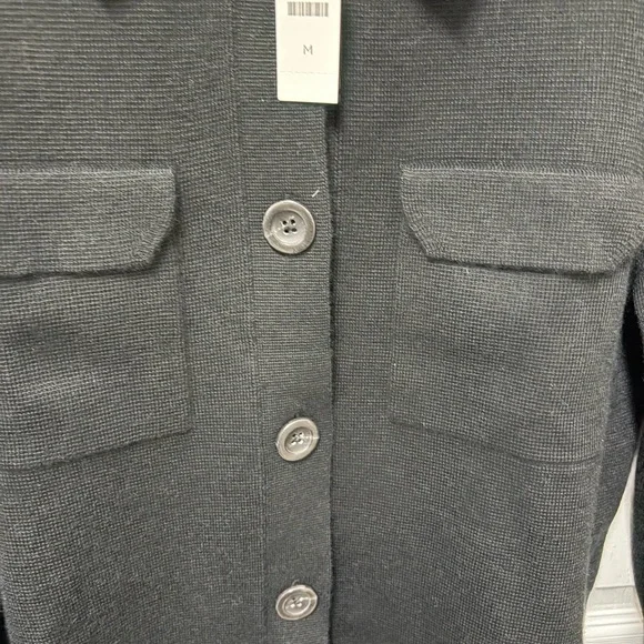 Talbots Black Textured Button-Up Sweater Jacket - Picture 3 of 6